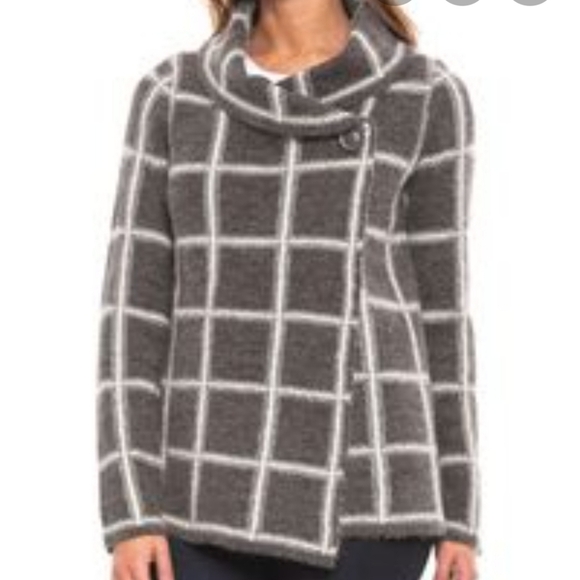 Ellen Tracy Shawl Collar Plaid Swacket Black & White Checkered sz XS - Picture 2 of 6